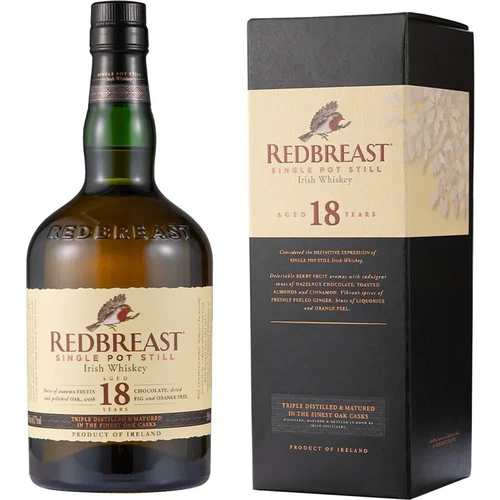 Redbreast 18 Year Old Single Pot Still Irish Whiskey 700ml Irish Whiskey bottle - redbreast whiskey